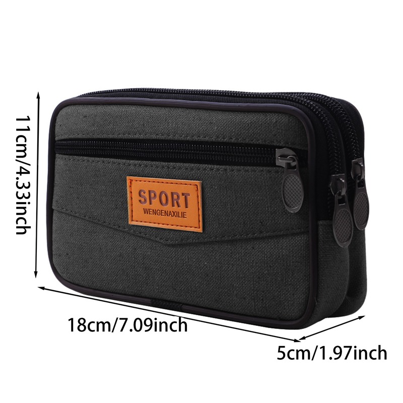 Layer Phone Multi Men Pouch Belt Waist Bag Fanny Pack Canvas Purse Mobile Phone Bag Small Pocket Design Belt ddmysmile Pouch Bag For Phone Smile