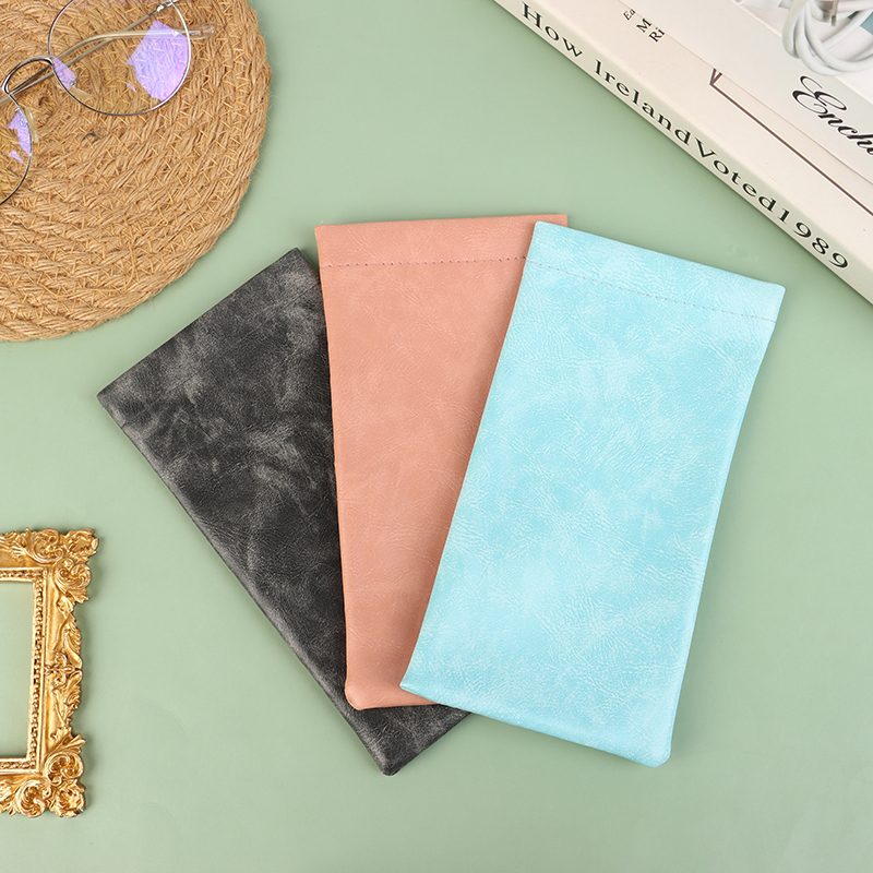 PU Bag Glasses Soft Sunglasses Case Automatic Closed Eyewear Pouch Data Cable Earphone Storage Bag Glasses Protective Cover smile