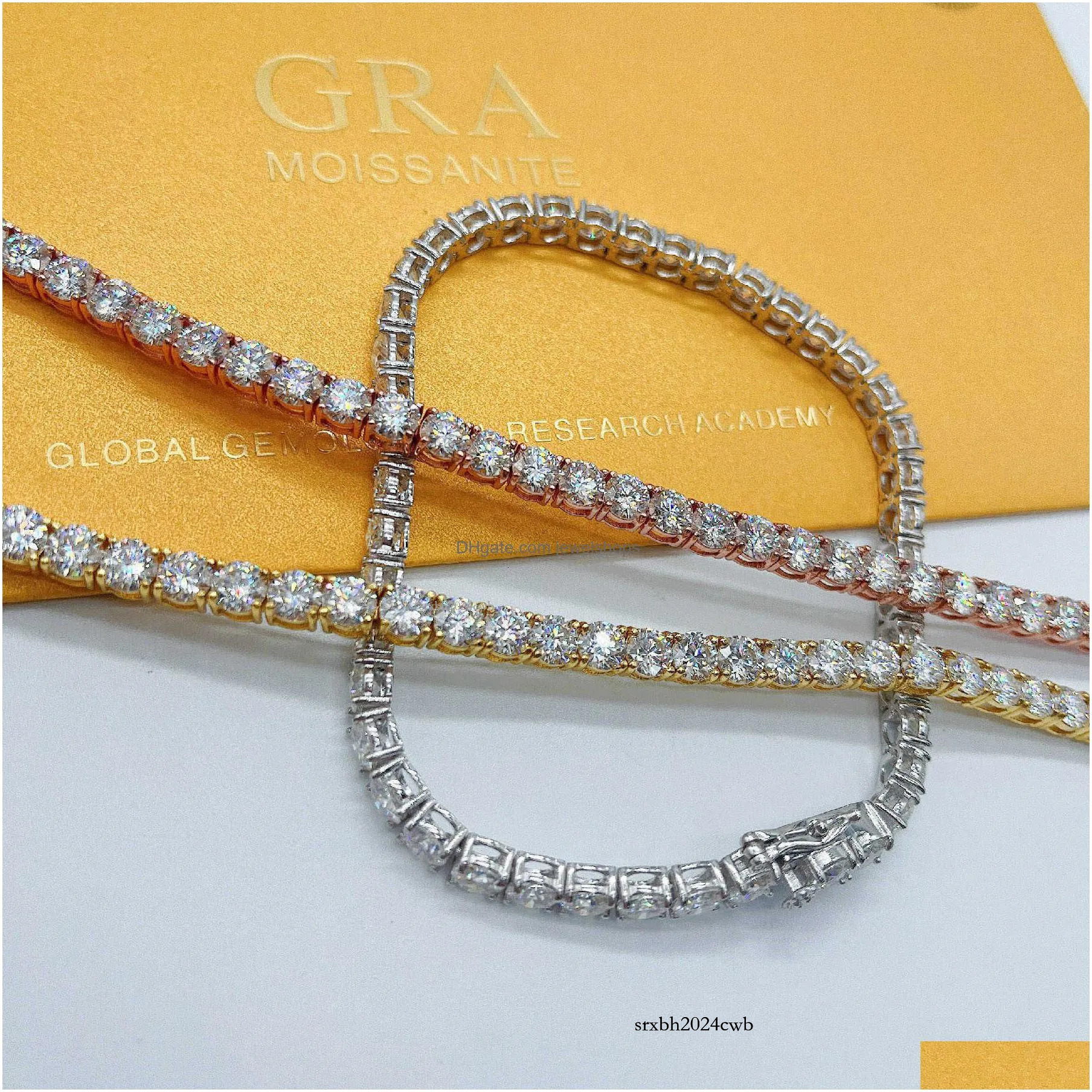 Pendant Necklaces Zuanfa Moissanite Jewelry Sterg Sier Pass Dia Tester 3/4/5Mm Vvs Tennis Bracelet Drop Delivery Pendants Dhmhi