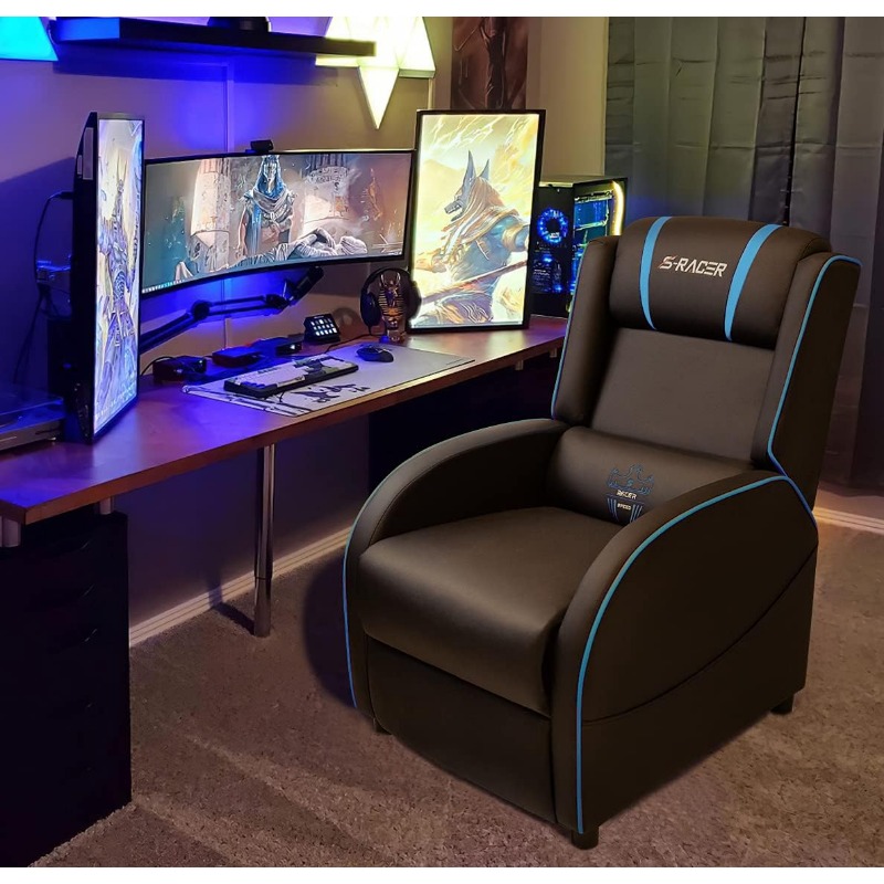 Homall Gaming Massage Recliner Chair Racing Style Single Living Room Sofa Recliner Leather Recliner Seat Comfortable Ergonomic