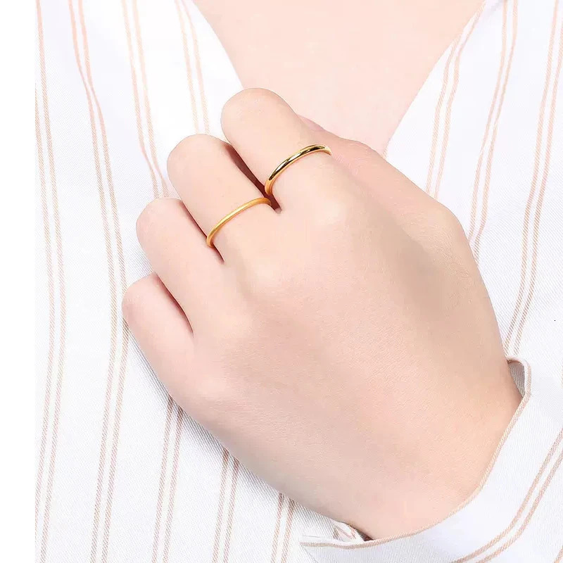 Solid Real Gold18 K Pure Gold Yellow Gold Ring Real Gold With Certificate Au 750 Original Pure 18k Gold Rings Gifts HK SIZE 240409