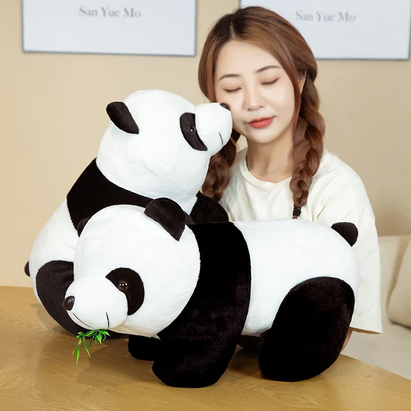 20cm Plush Panda Toys Lovely Pillow Panda with Bamboo Leaves Kawaii Stuffed Soft Toy for Kids Girls Boys Birthday Christmas Gift