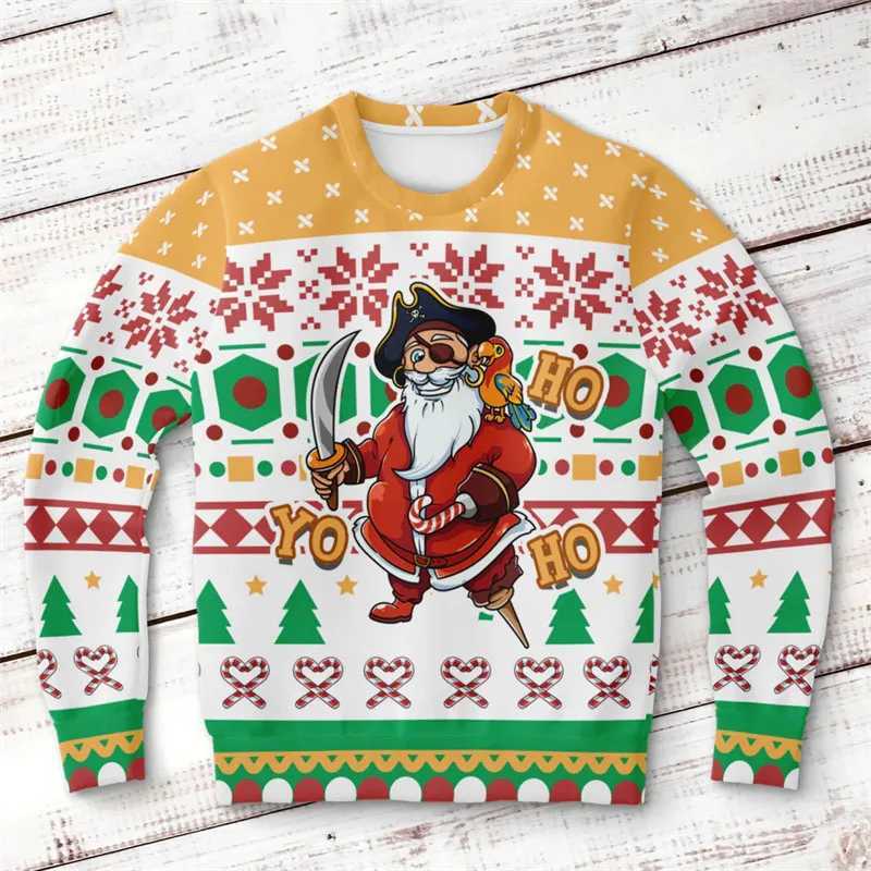 Men Women Ugly Sweatshirt Christmas Clothing 3D Printed Crewneck Sweatshirts Elk Gingerbread Snowman Pattern Trend Hoodies LX241113