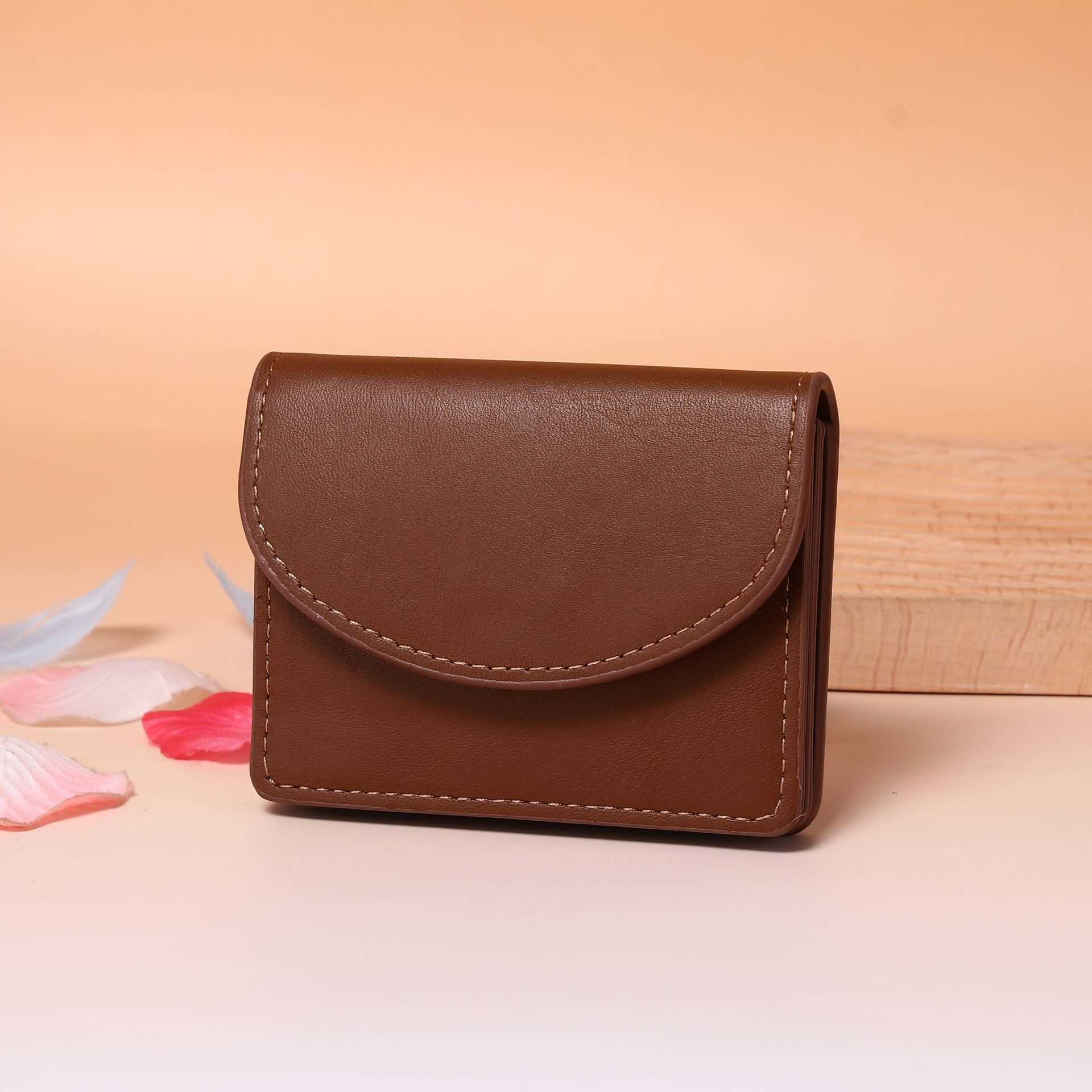 Korean Version Women Wallet Short Solid Color Card Bag, Women's Highend, Compact And Simple Coin Purse