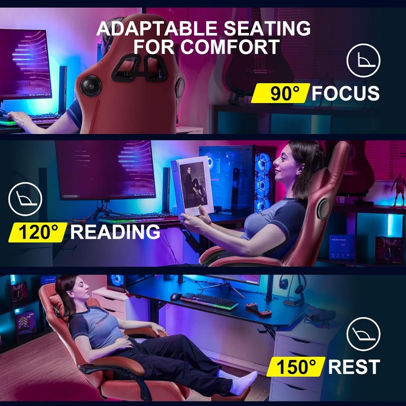 GTPLAYER Gaming Chair, Computer Chair with Footrest and Bluetooth Speakers, High Back Ergonomic Music Gamer Chair
