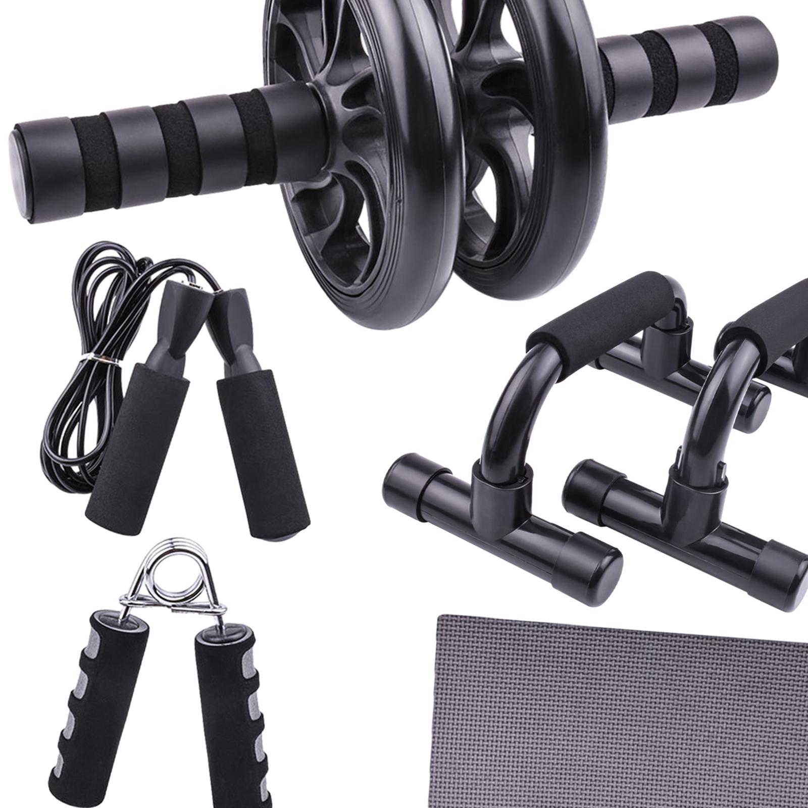 Ab Exercise Wheels with Resistance Bands, Knee Mat, Jump Rope, Push Up Bar, Home Gym Equipment for Men Women