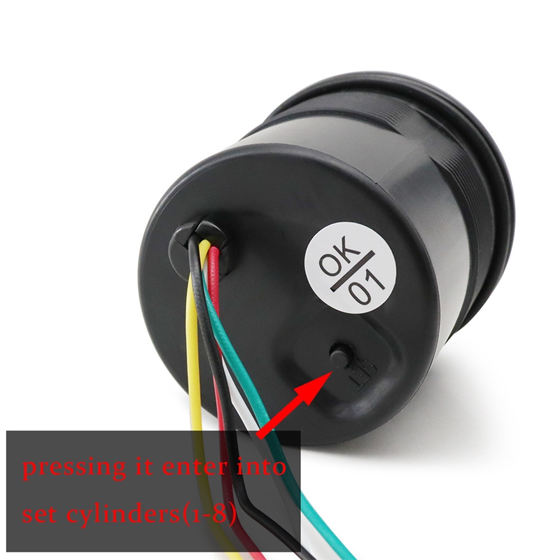 Automotive 2-Inch 52Mm Blue Light Black Circle Tachometer Accessories Parts 0-8000RPM For 1-8 Cylinders LED Light