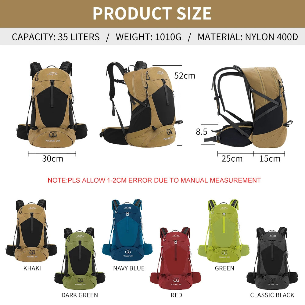 Mountain backpack 35L mens and womens outdoor sports bag waterproof camping hiking trip 241112