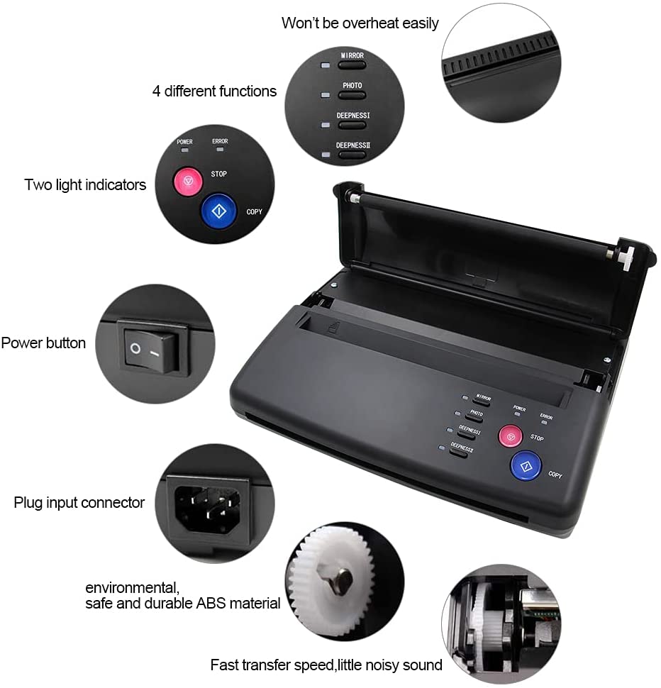 Black Tattoo Stencil Transfer Machine Printer Thermal Copier Tattoo Transfer Printer for Tattoo Transfer Paper