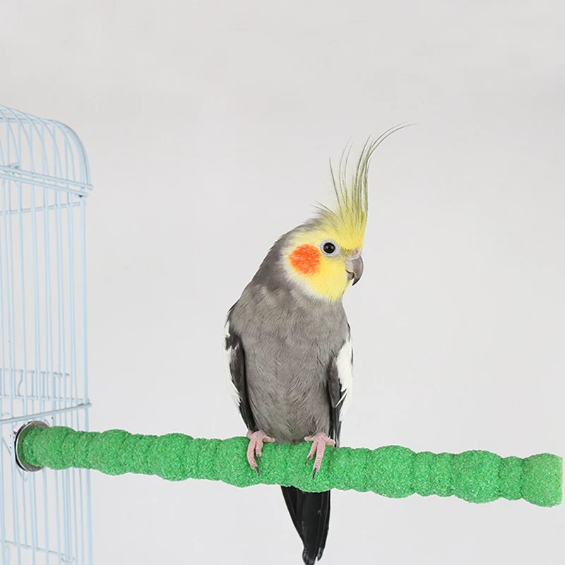 1pc Random Color Parrot Pet Raw Standing Stick Wood Hanging Stand Rack Toy Stick Stand Parakeet Branch Perches for Bird Cage Bar