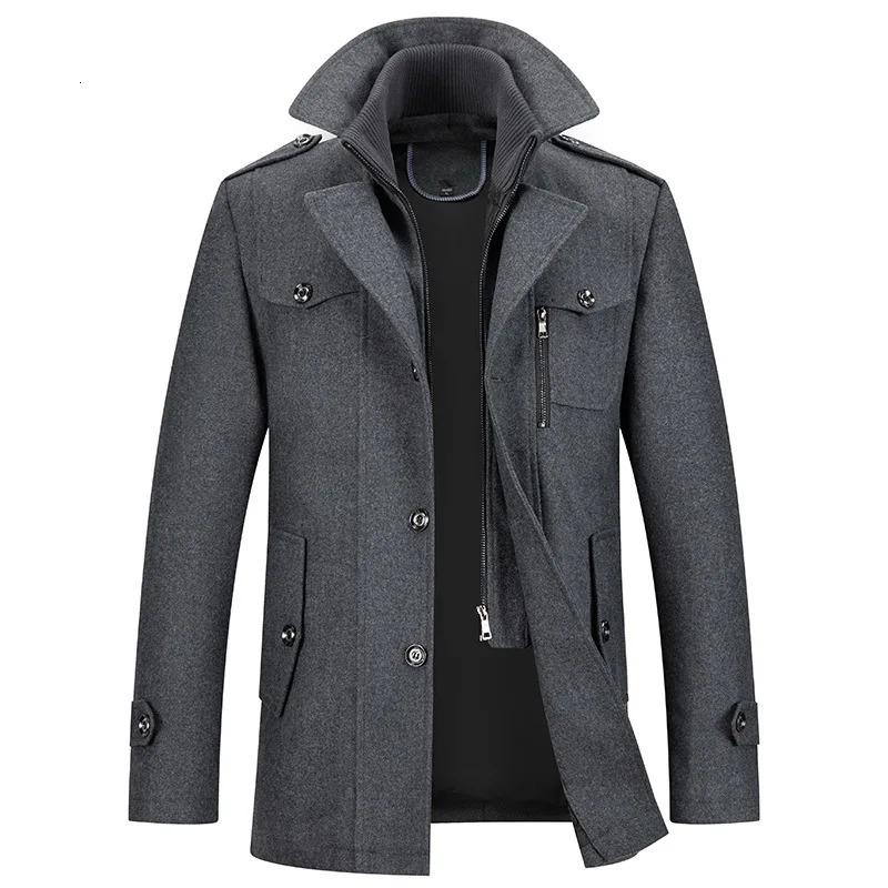 High quality autumn wool blend coat for mens business and leisure lapel jacket for trench wear mens warm wool coat plus size 241112