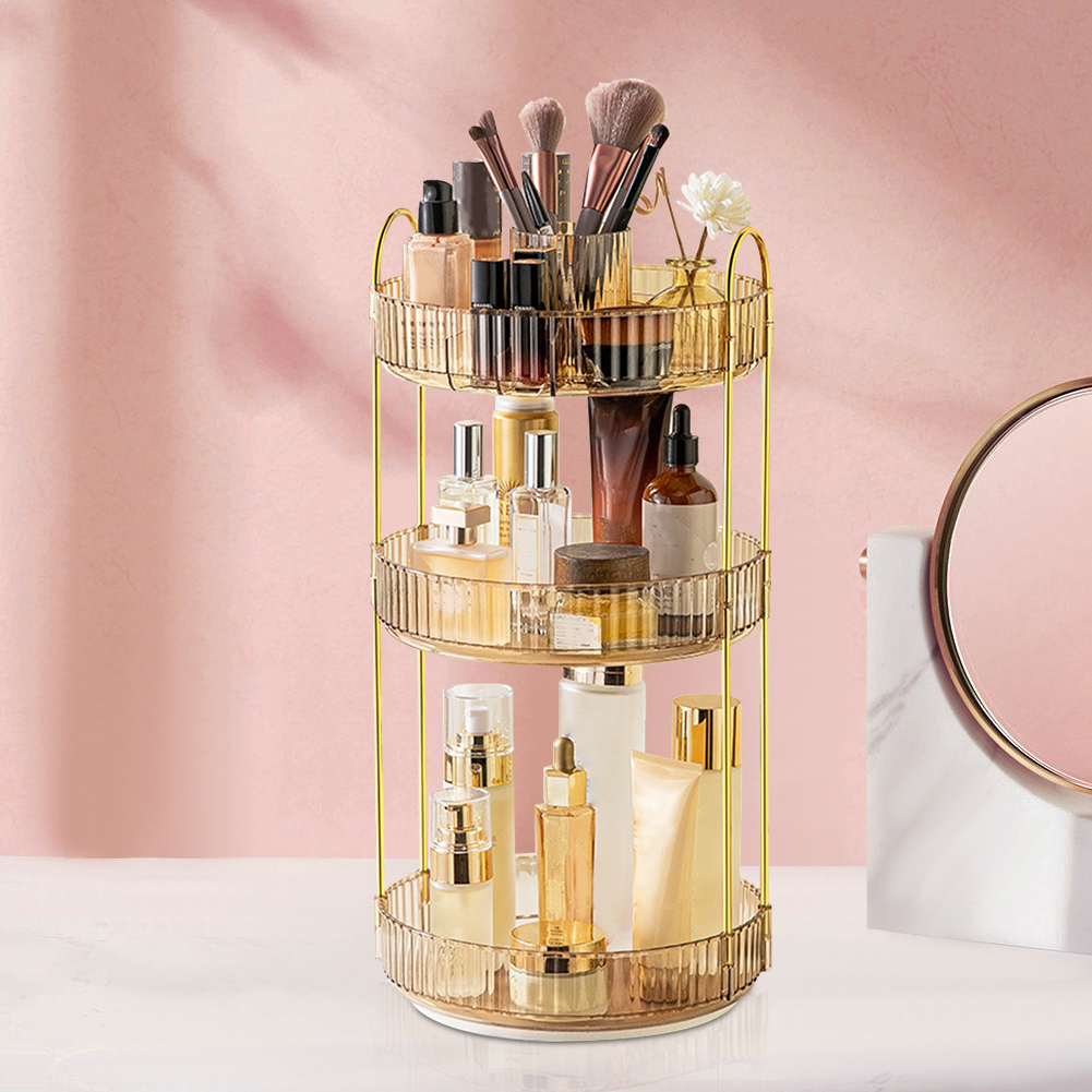 360° Rotating Makeup Organiser Rack Large Capacity Makeup Spinning Rack for Cosmetics Perfume Jewellery