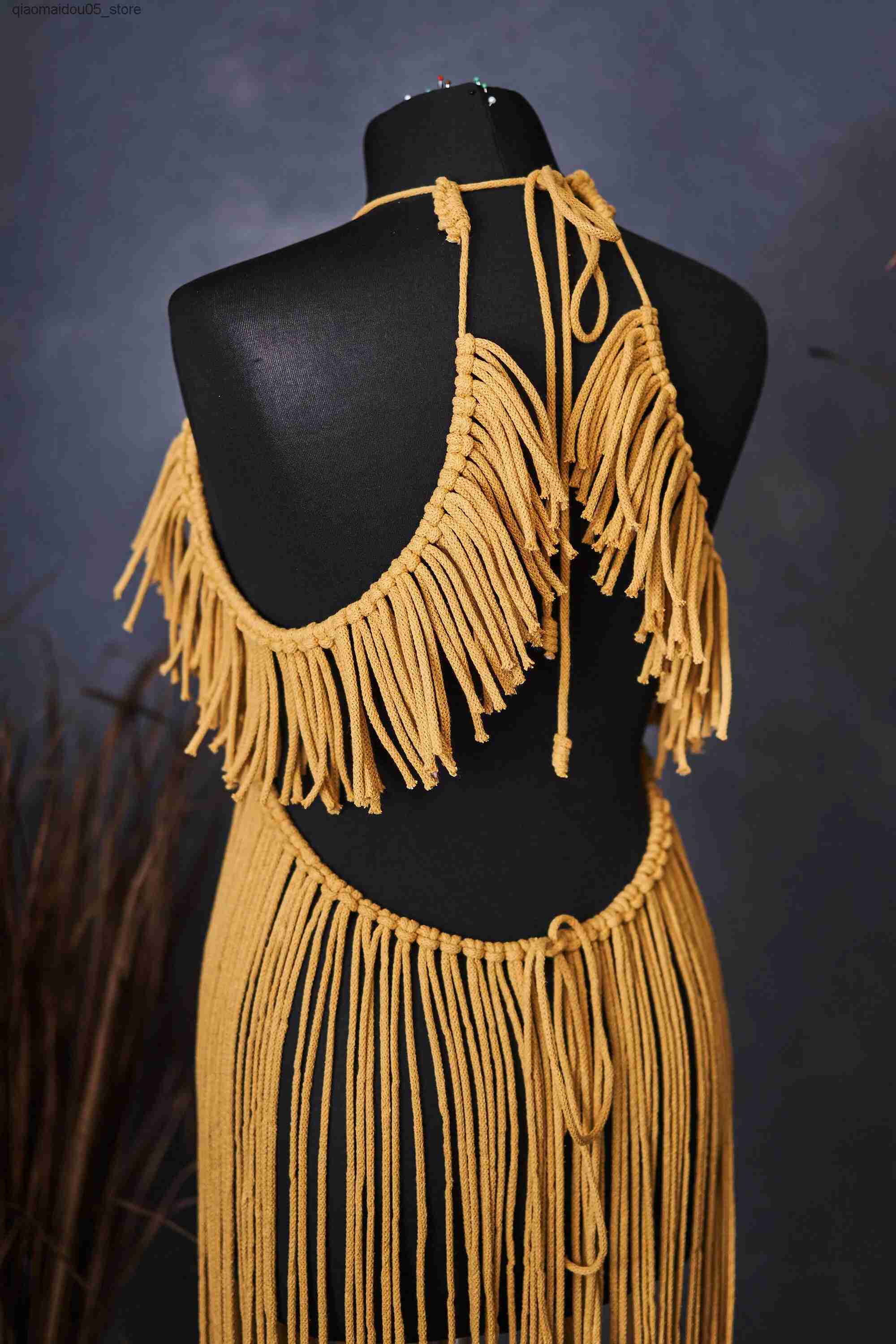 Maternity Dresses Macrame maternity dress for photography Bohemian rope dress Bohemian robe for pregnancy conversation Q240413