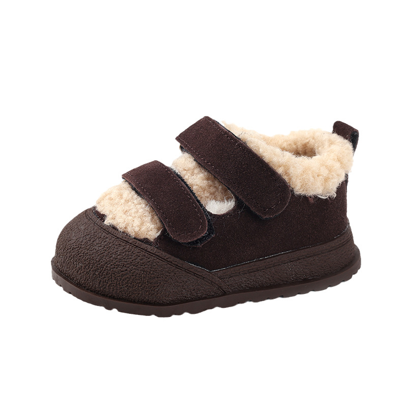 Children's sports plush winter children's cotton girls' lamb wool warm baby soft soled walking boys' shoes, free shipping dh910320