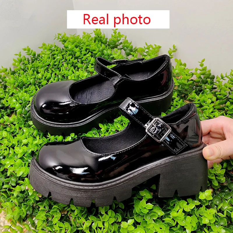 white lolita shoes Women platform mary jane Shoes japanese school JK High Heel Uniform Shoes Women Vintage buckle cosplay shoes 241112