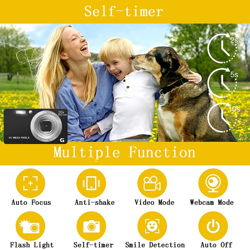 Digital Video Camera 2.7 Inch LCD Vlogging Camera 4K 56MP Anti-Shake 20X Zoom Camera For Photography And Video Easy To Use