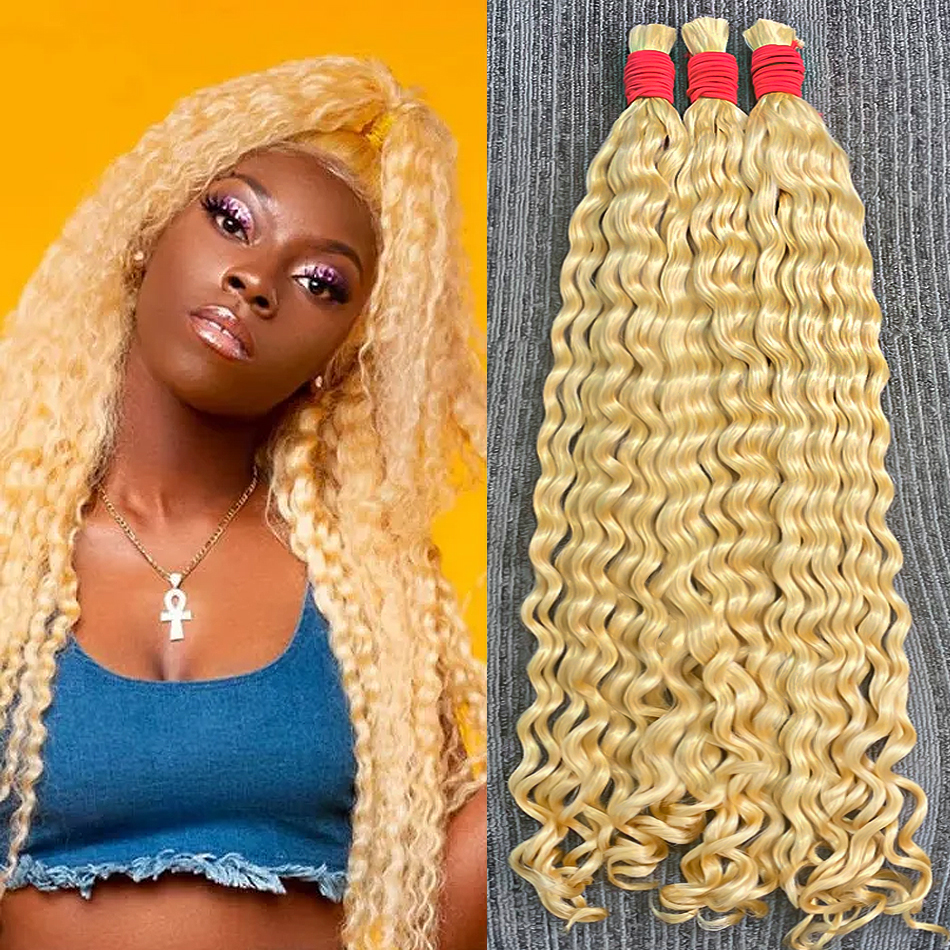 A+ Raw Vietnamese Indian Russain Deep Extensiones De Cabello 100% Remy Virgin Braiding Blonde Human Hair Bulk Extensions Bundles
