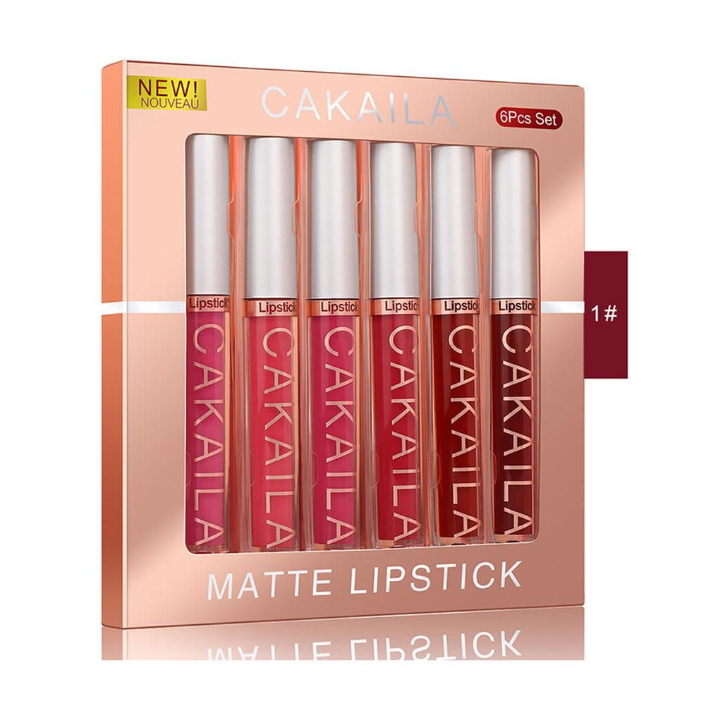 Makeup Set 6Pcs Lipstick Liquid Veet Matte Gloss Nude Red Women Lipstick Lasting Waterproof Sexy Long ddmysmile Lip Lips Moisturize L2b6 Smile