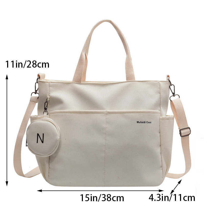 Casual Women's Bag Nylon Waterproof Large Capacity Tote Zipper Shoulder Bag Student Handbag Shopping With Purse