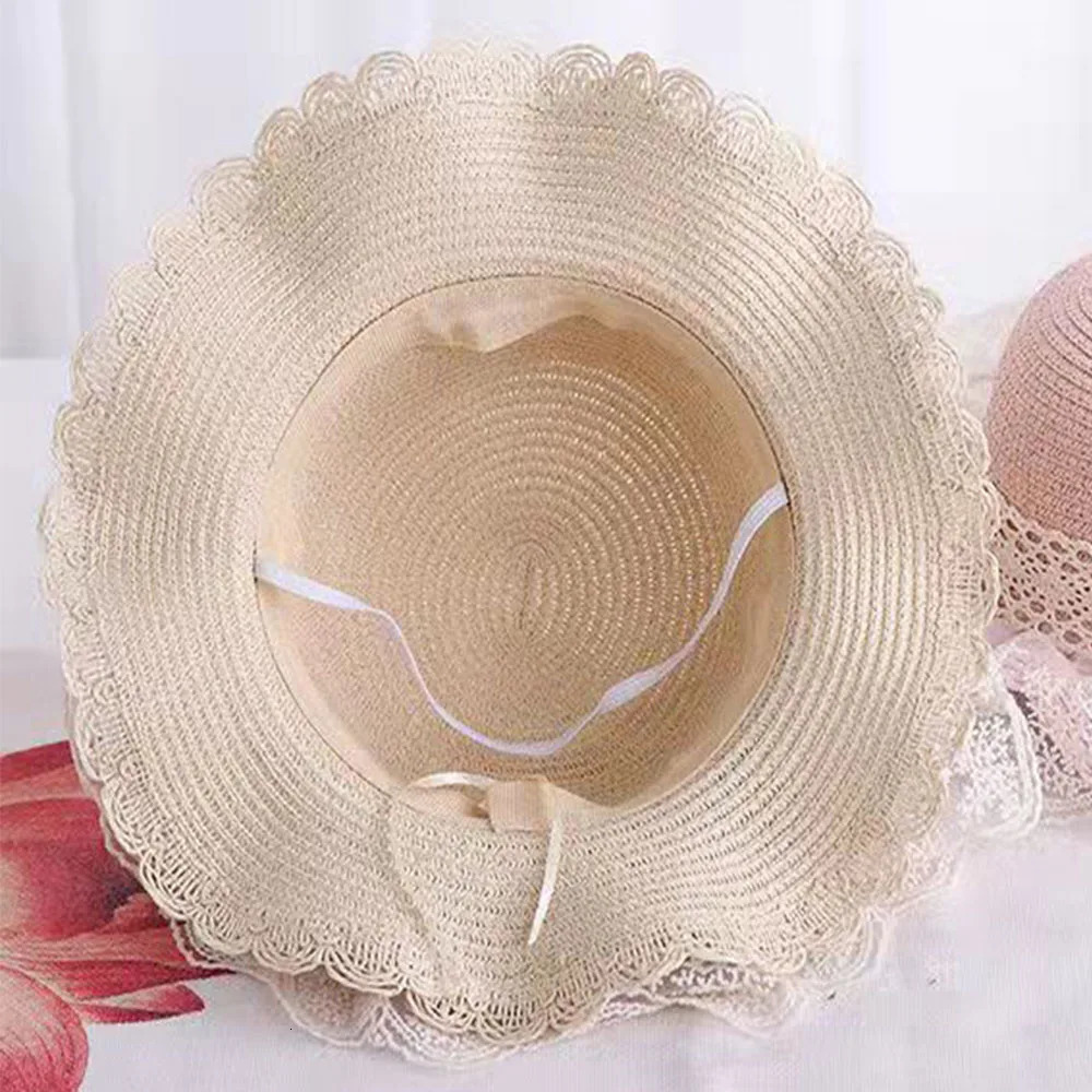 2pcs/sets Kids Straw Hat Shoulder Bags Set Summer Girl Sun Cap Children Girl Straw Panama Hat Travel Beach Sun Hat and Bag 241112