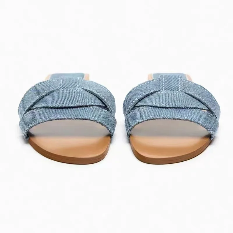 Summer Women Sandals Pointed Toe Slingback Female Casual Outdoor Slides Slippers Fashion Flats with Shoes Ladies Mules 2024