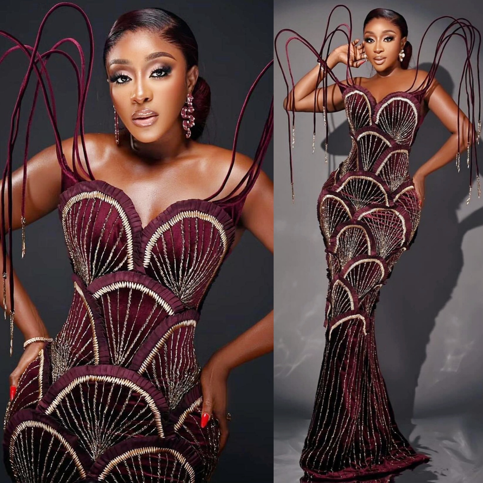 2024 Plus Size Burgundy Mermaid Prom Dresses For Special Occasions Beaded Embroidery Stylish Velvet Evening Party Birthday Gowns Dress For Women Vesti