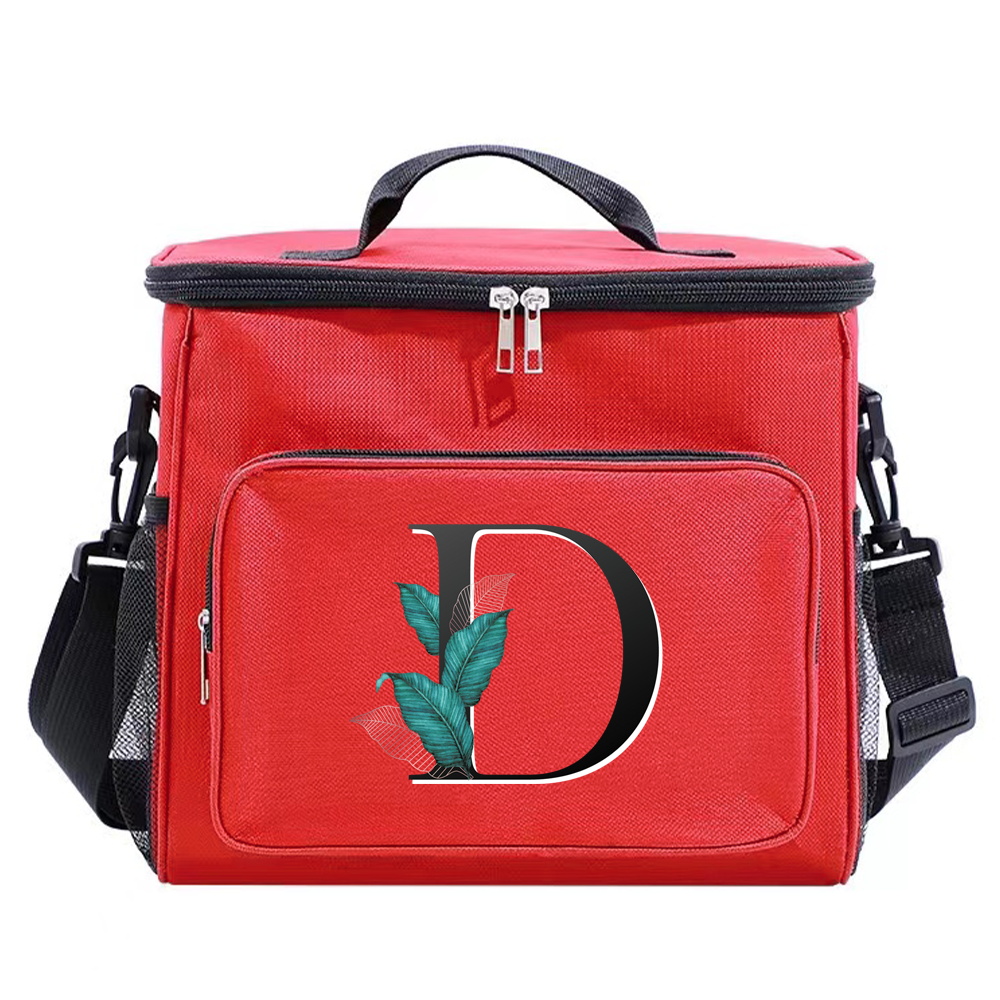 Women Bag Lunch for Thermal and Aesthetic Pink Color Food Storage Organizer Dinner Box Leaf Letter Series Printing 2024 smile