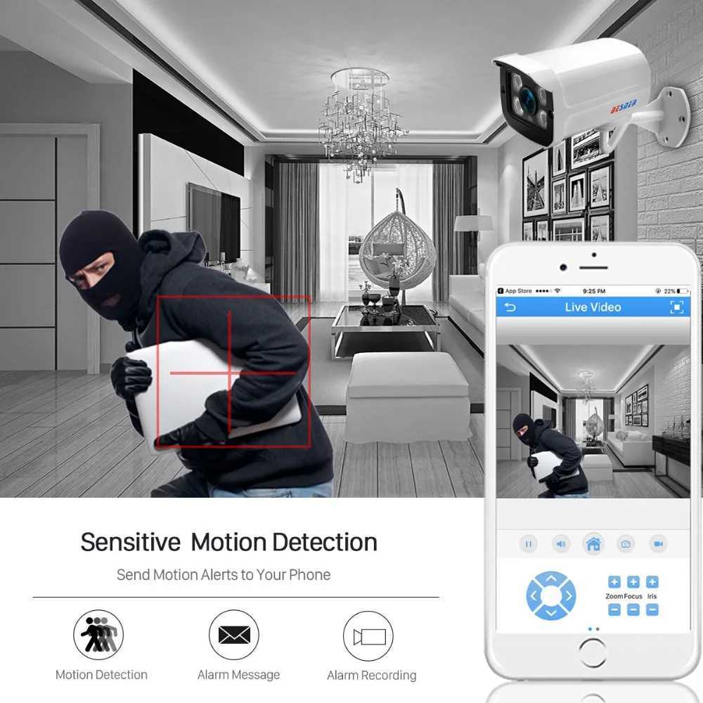 IP Cameras BESDER Full HD 5MP 3MP 2MP Outdoor Bullet Surveillance POE IP Night Camera 3.6mmWide Angle Metal Case CCTV Netwrok Camera System 240413
