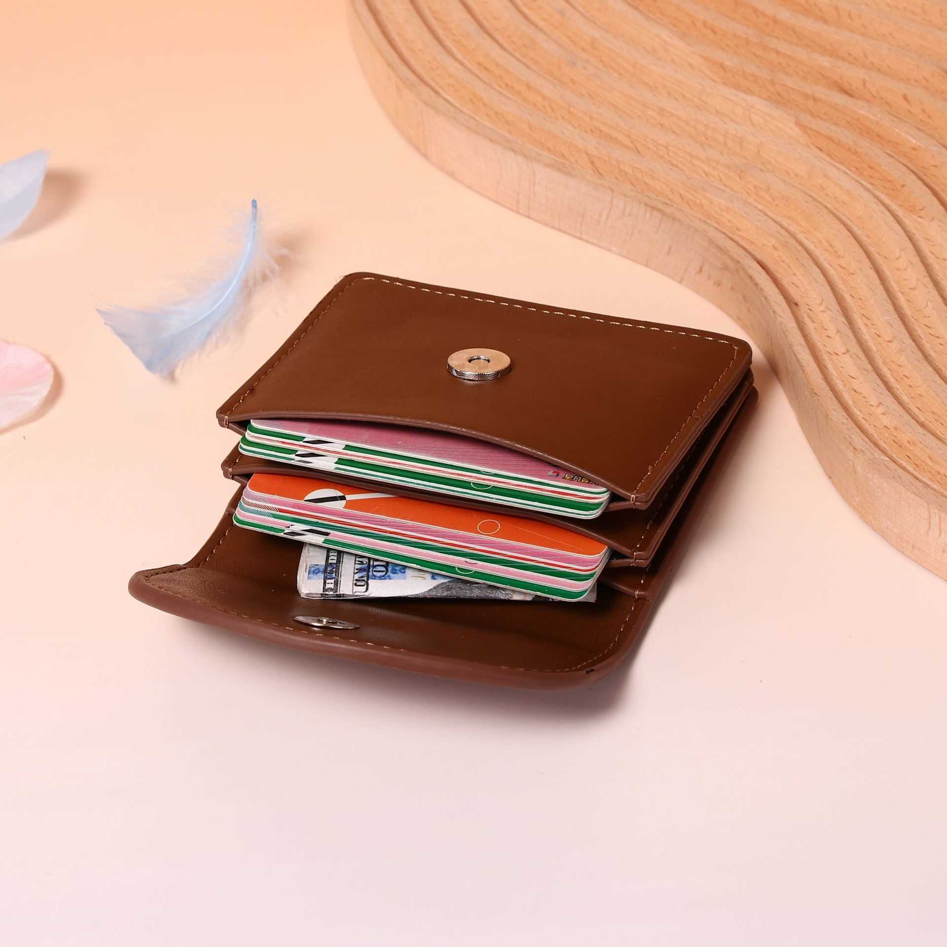 Korean Version Women Wallet Short Solid Color Card Bag, Women's Highend, Compact And Simple Coin Purse