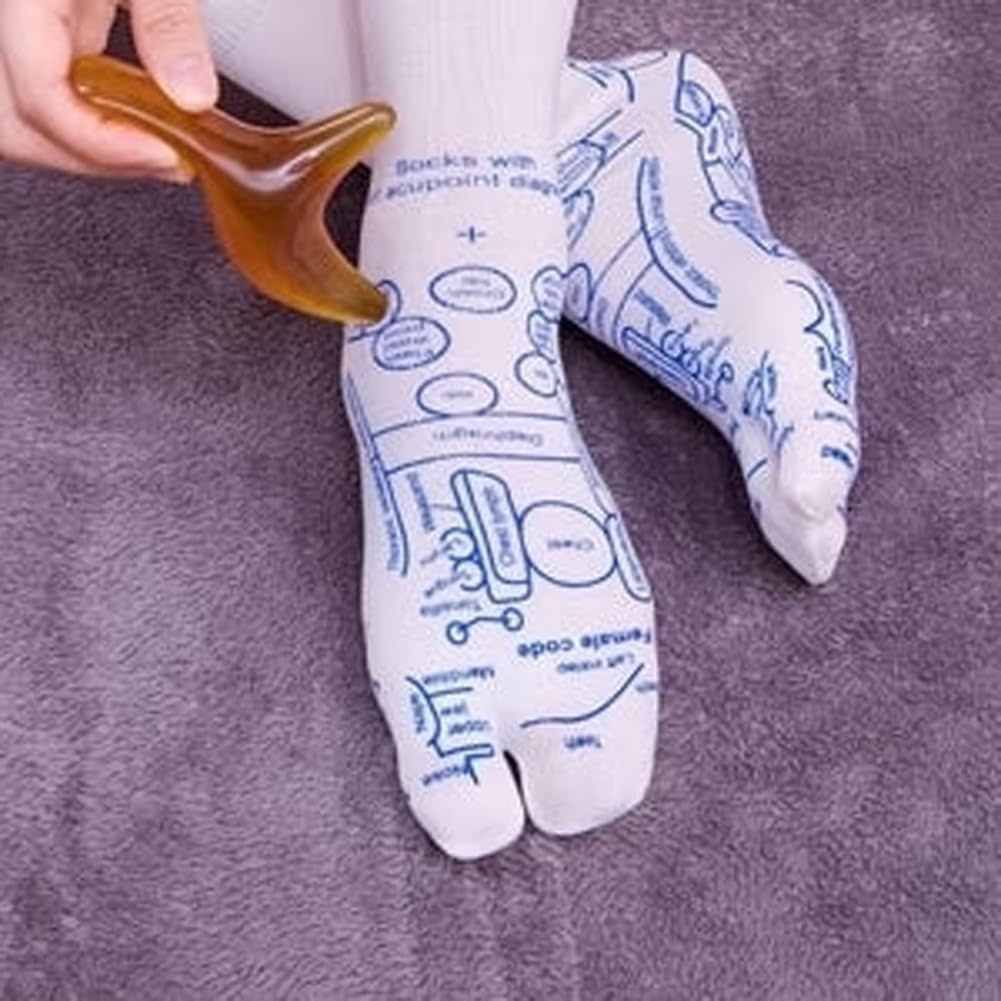 1/2/3 Pairs Reflexology Foot Massage Socks with Massage Tools Acupressure Foot Massage Socks English Charts Reflexology Socks