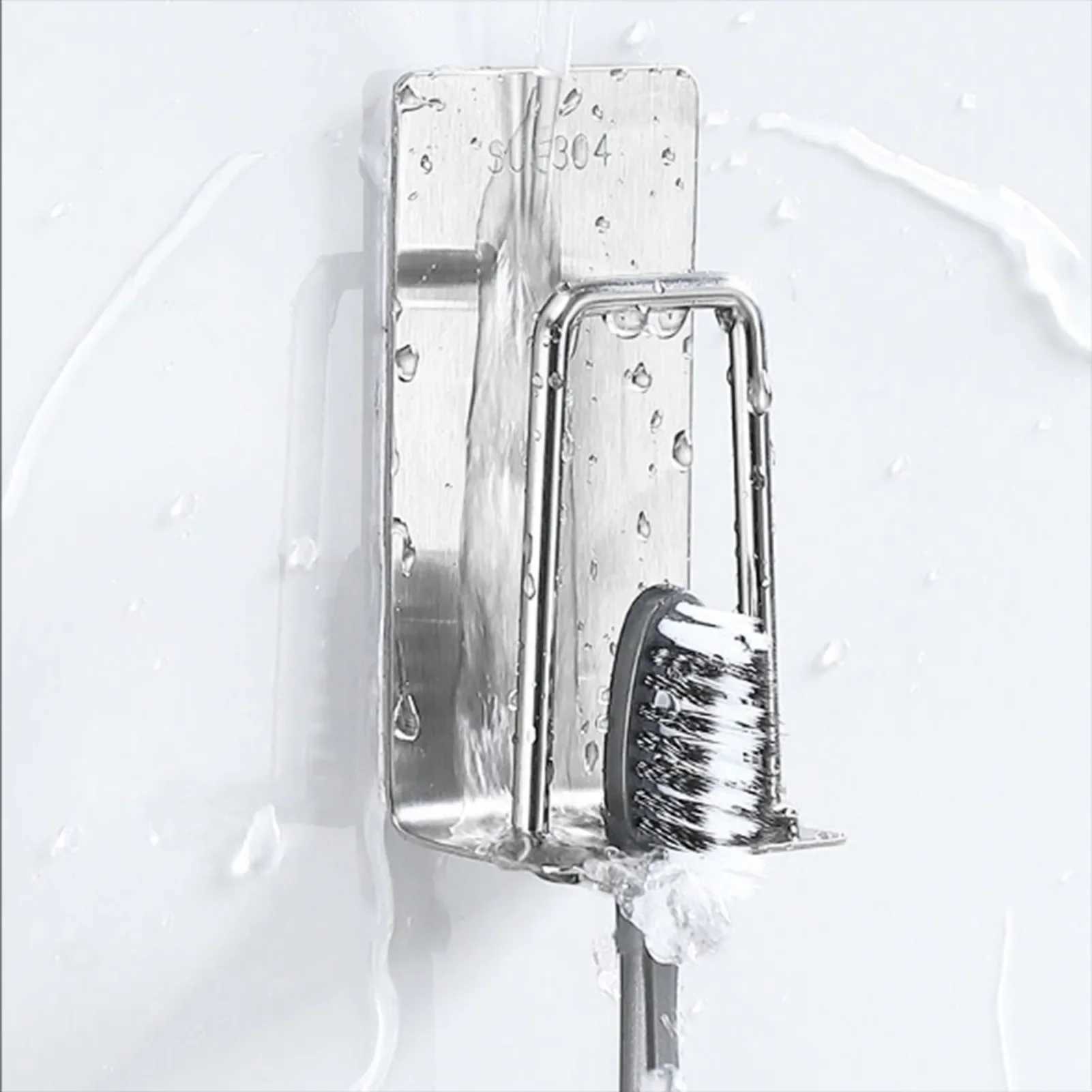 Toothbrush Sanitizer Space Saving Bathroom AccessoriesSelf-Adhesive Toothbrush Holders Wall Mounted2 in 1 with Cup Holder Toothbrush Hook. 240413