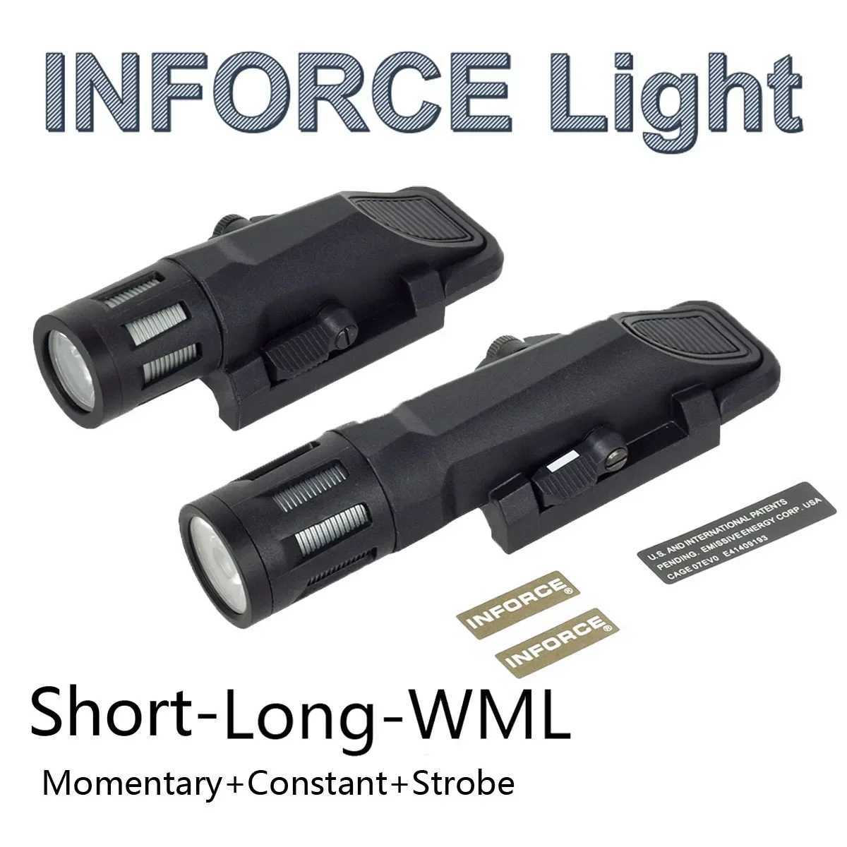 Tactical INFORCE WML APL Long/Short Nylon Rifle Pistol Flash D Light Suitable for 20mm Rail Air Gun Weapon Hunting Flashlight W241112