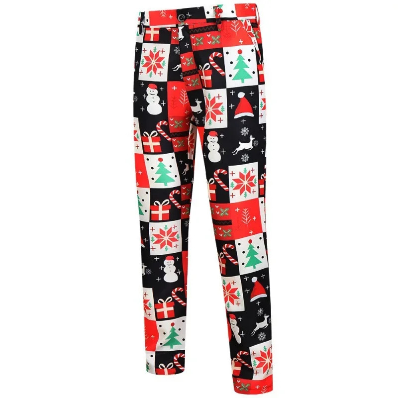 Casual Western-style Clothes Suit Christmas 3D Printing Two-piece Set Fashionable AutumnWinter Mens Trousers Suit 241113