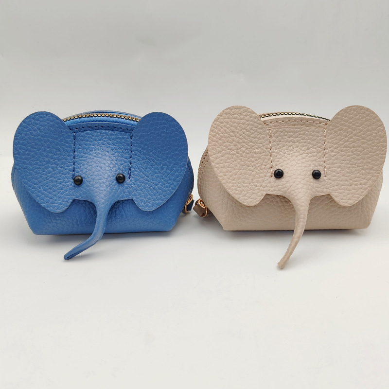PU Leather Elephant Money Bag Women Coin Purse With Key Ring Multifunctional Zipper Storage Bags Key Case