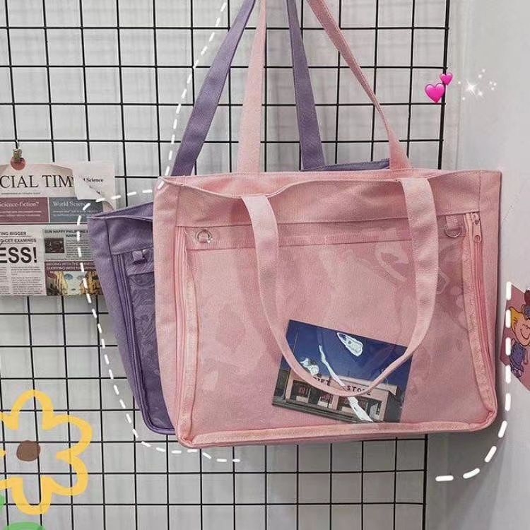 2022 New Japanese Kawaii Ita Bag Women High School Teenage Girls JK Bag Big Canvas Bag PVC Transparent itabag Shoulder Bag Women