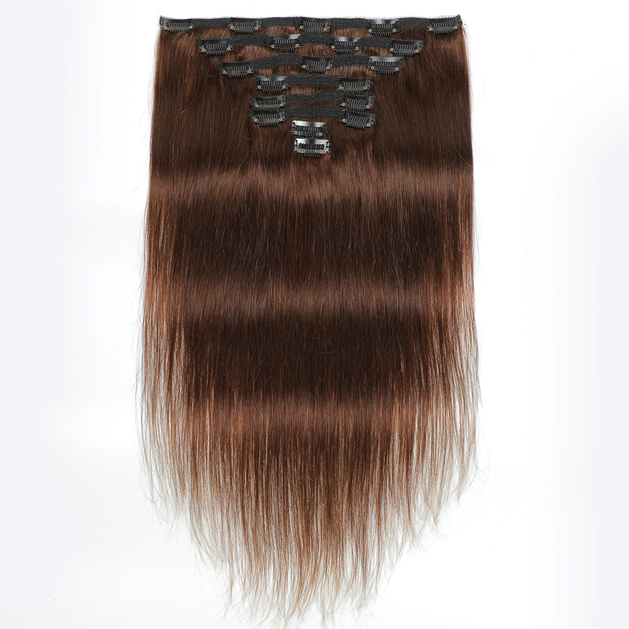 Malaysian Human Hair Clip In Hair Extensions Silky Straight 10-26inch Natural Color 2# 4# P4/27 Piano Color Peruvian Virgin Hair