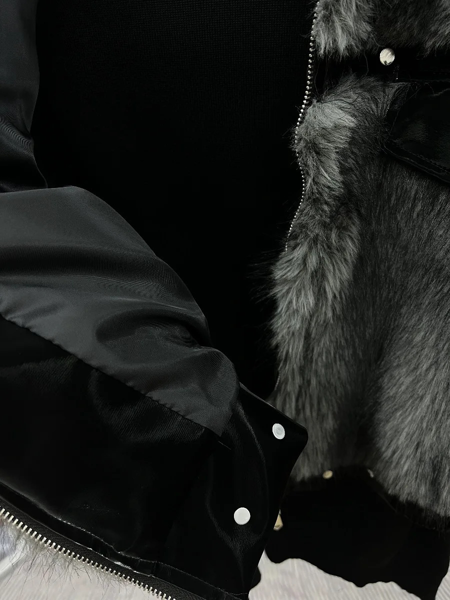 Mens Winter Splicing Mink Jacket Mens Plush Light Loose Trendy Coat Long Sleeve Short Sleeve Jacket 241112