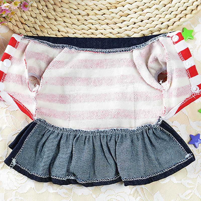 Spring Summer Pet Dog Clothes Striped Bear Cute Cat Strap Denim Skirt Yorkie Chihuahua Dresses Puppy Clothes Small Dogs Dress