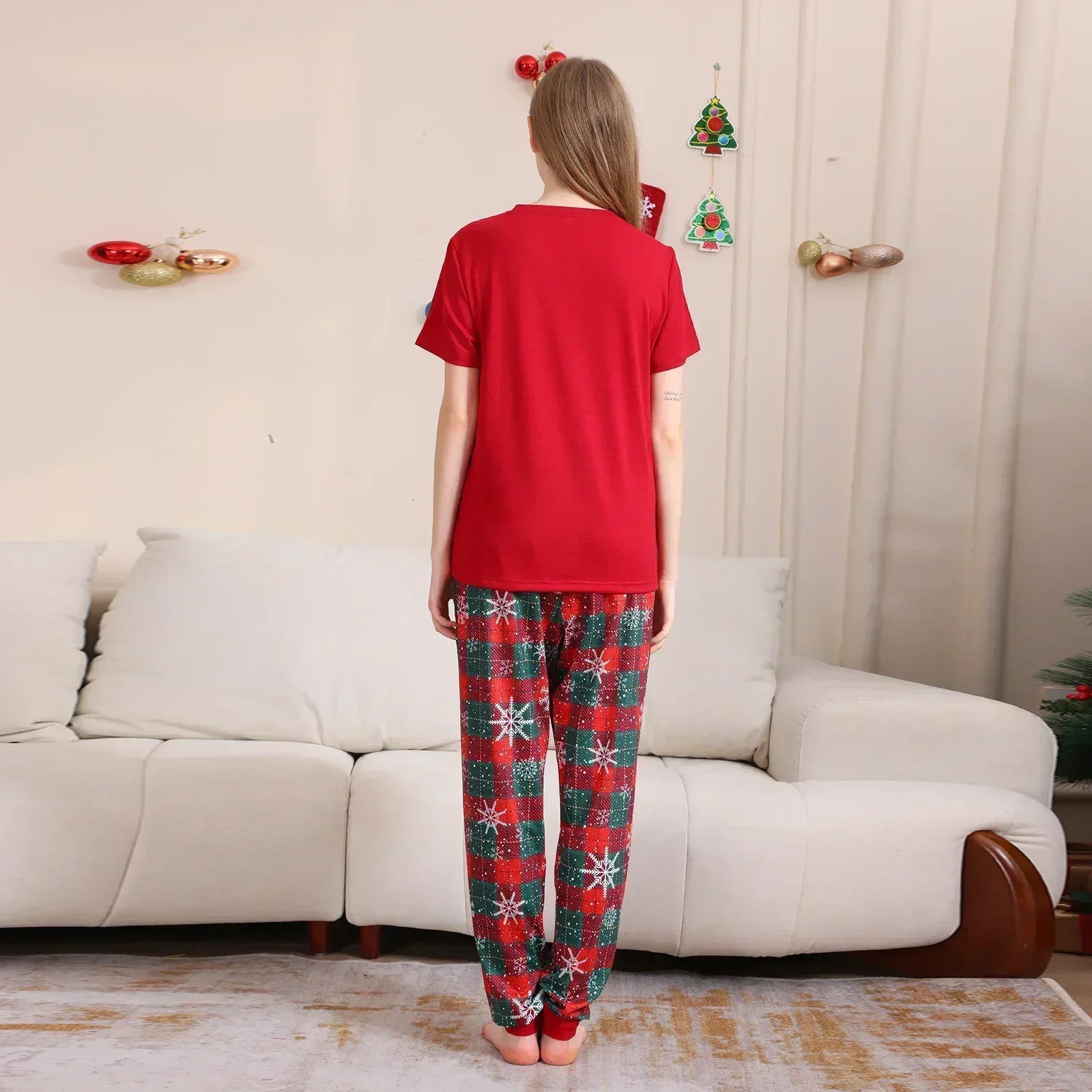 Arrivals Family Matching Outfits Cartoon Print Short Sleeve TopTrousers 2 Pcs Suit Home Clothes Christmas Pajamas Set 241112