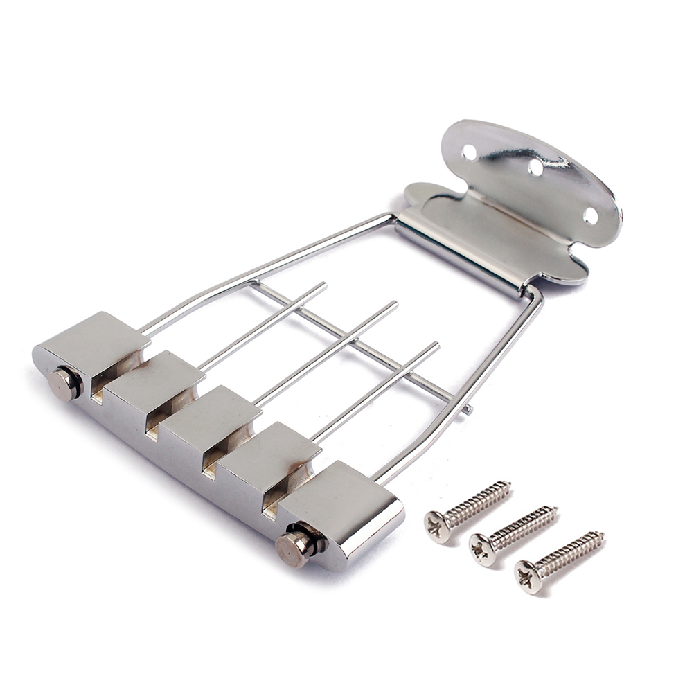 Plated Tailpiece Chrome Trapeze Adjustable ddmysmile Guitar Tailpiec Bridge With Screws For Archtop Jazz Bass Guitar 15Mm Spacing Smile