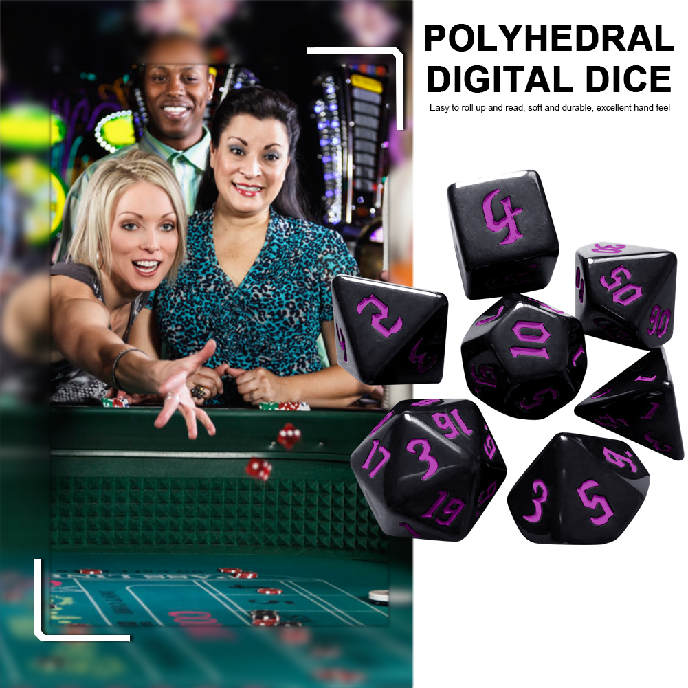 7pcs/Set Multi-Sided Digital Dice Set Opaque for Tabletop Role-Playing Game DND Card/Board/Math Game Playing Props