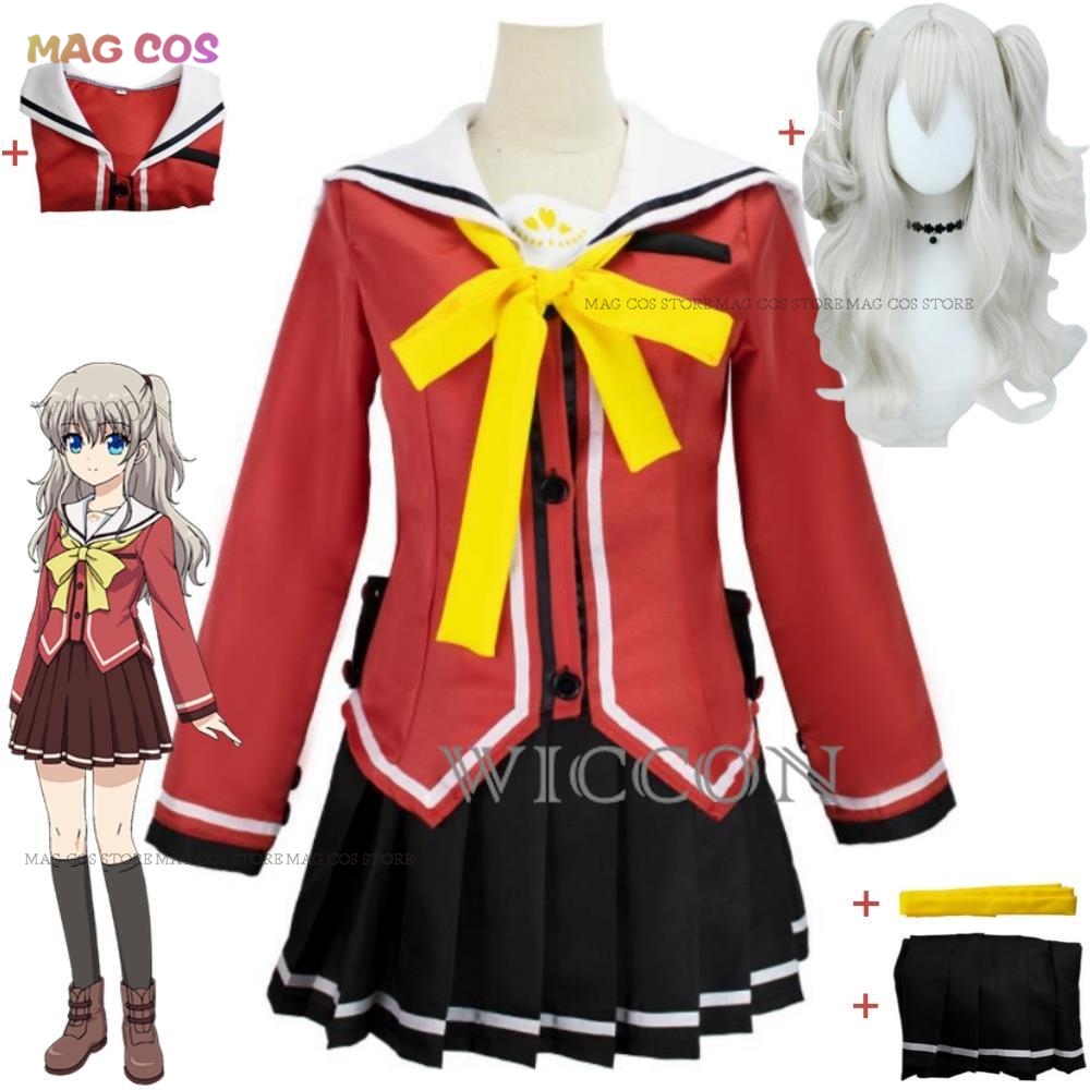 Charlotte Nao Anime Tomori Cosplay Costume Wig Loli Red School Uniform Halloween Stage Performance Carnival Party Role Play ddmysmile Suit Smile