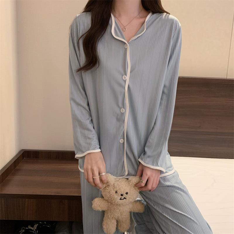 Conjuntos de Pijama con volantes para mujer, ropa de dormir Rosa dulce, Primavera