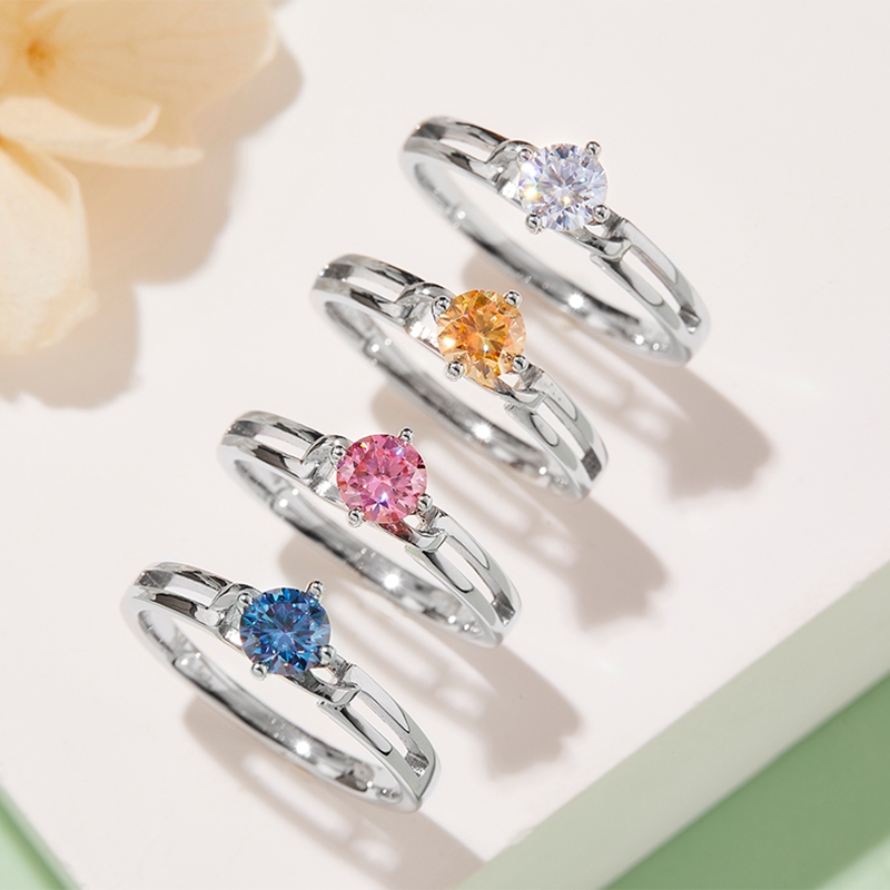 Arm Bow Twisted LUSTER S Sier Plated Platinum Moissanite Dia Women's Ring 50 Points D-Class Gift for Women smile