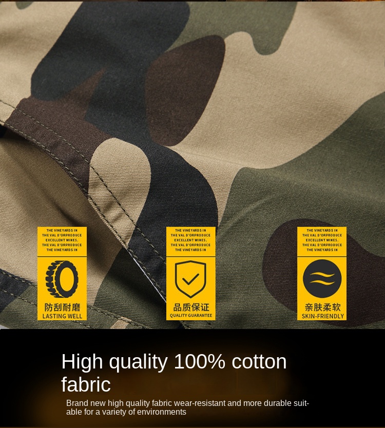 JDYJ brand men's work clothes, summer tactical set, outdoor camouflage set, thin jacket, long pants, wear-resistant pocket work