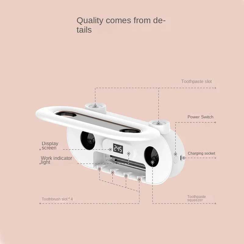 Toothbrush Sanitizer 3LIFE Intelligent Digital Display UV Sterilization No Rinse Pendulum Electric Toothbrush Holder 240413