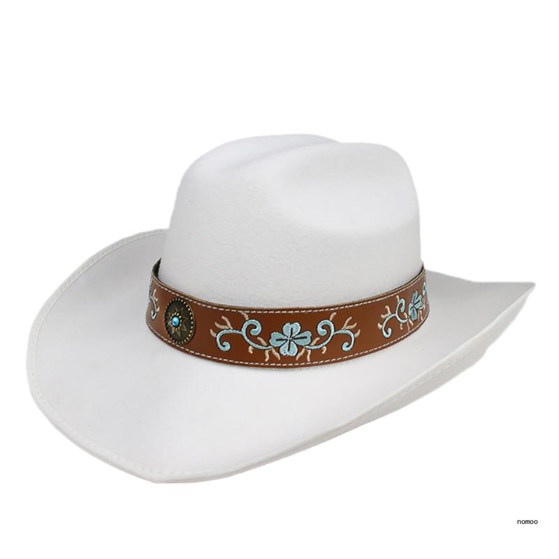 Hat Fedoras Wide Classical Woolen Brimmed Western Cowboy Hat for Trilby Hat for Dinner Outdoor Casual Wear smile