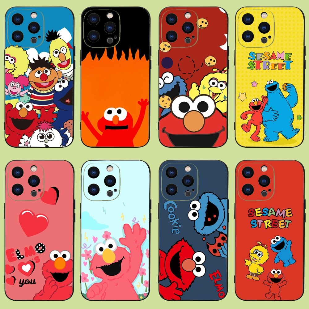 S-Sesame S-Street Cute Phone Case For iPhone 15,14,13,12,11 Plus,Pro,Max,XR,XS,X,7,8 Plus,SE,Mini Silicone Soft