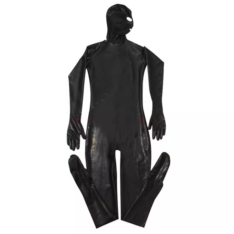 Sexy Black Shiny PU Faux Leather Couple Catsuit Jumpsuit Erotic Party Bodysuit Shapewear Exotic Lingerie Clubwear