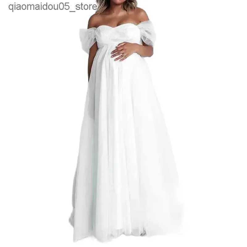 Maternity Dresses Summer Short sleeved Pregnant Womens Clothing Photo Shooting Womens Fashion Pregnant Womens Clothing White Wedding Dress Long Dress 